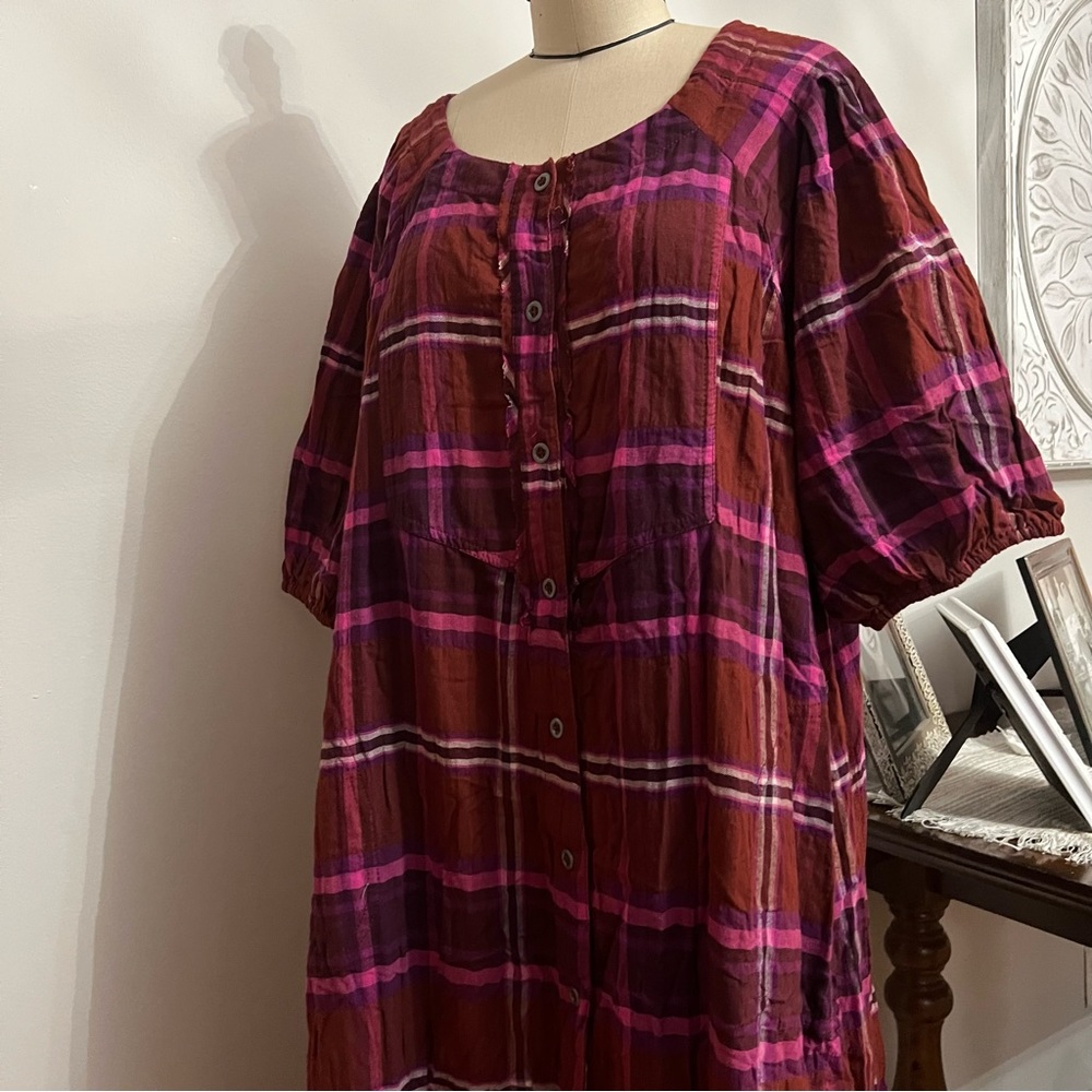 Free People Outlaw Boho Plaid Maxi Top Midi Dress Size: Large - Picture 6 of 12